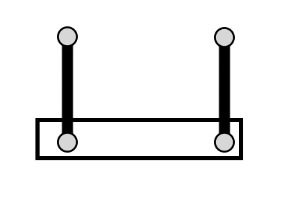 Rectangle with 4 joints and two &quot;ropes&quot;. The joints can rotate 360 degrees.
